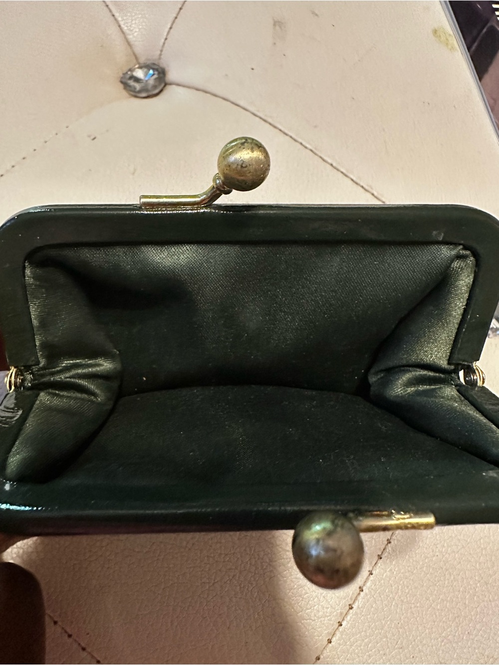 Coach Dark Green Snake-Texture Kiss-Lock Coin Purse - Picture 4 of 4